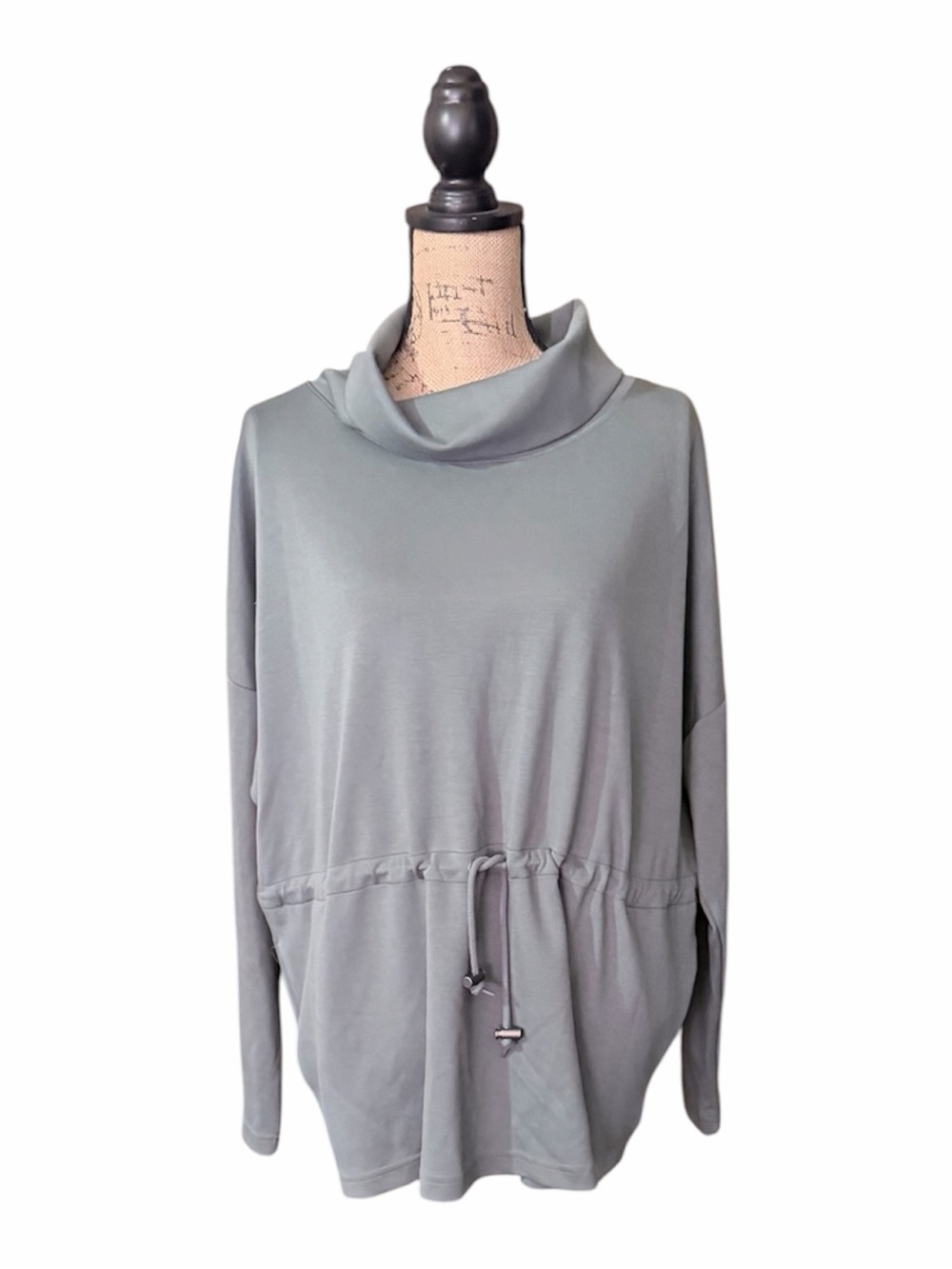 LuLaRoe Teresa Sage Cowl Neck Drawstring Tunic Sweater